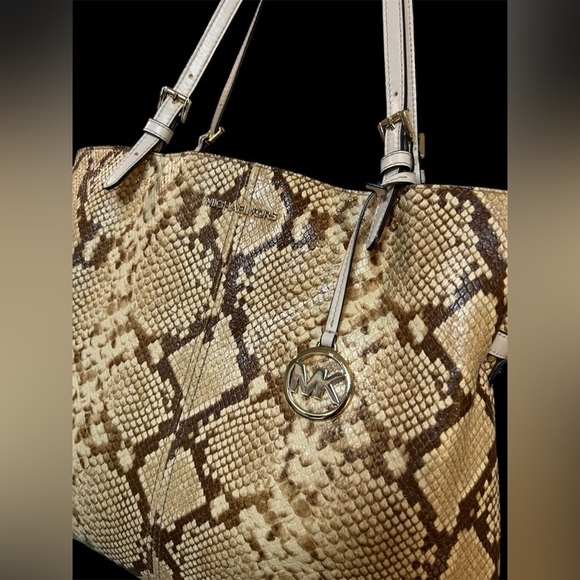 Michael Kors Tan Snake Print Tote Bag, Preloved - Picture 6 of 10